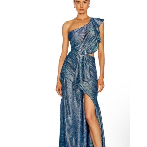 PATBO Metallic One Shoulder Maxi Dress - Picture 1 of 6